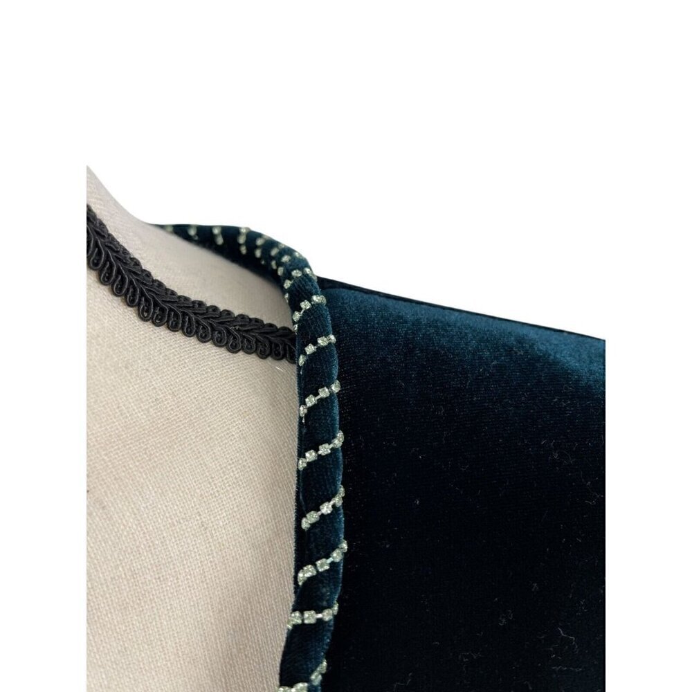 $4295 Monique Lhuillier 14 Plunging Crystal embellished Velour Gown elegant - Picture 5 of 14